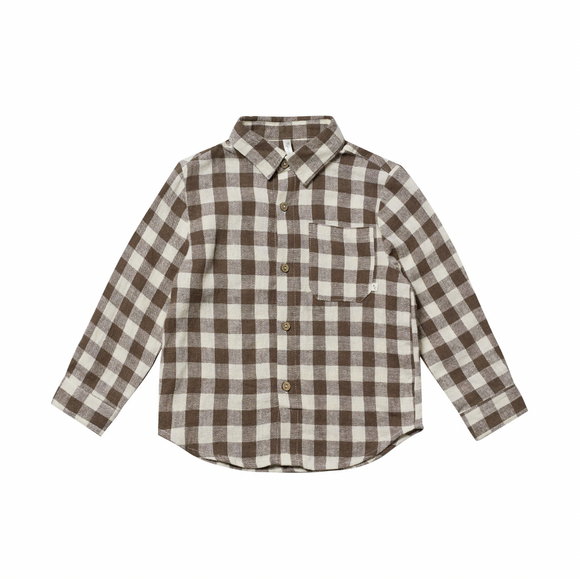 Collared Long Sleeve Shirt - Charcoal Check