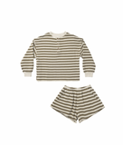 Waffle Knit Set - Moss Stripe