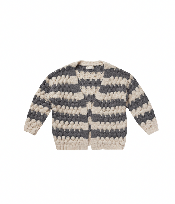 Bubble Knit Cardigan - Slate Stripe