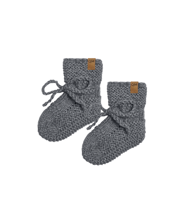Knit Booties - Heathered Navy