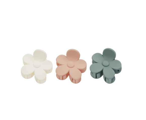 Flower Clip Set - Aqua, Blush, Ivory