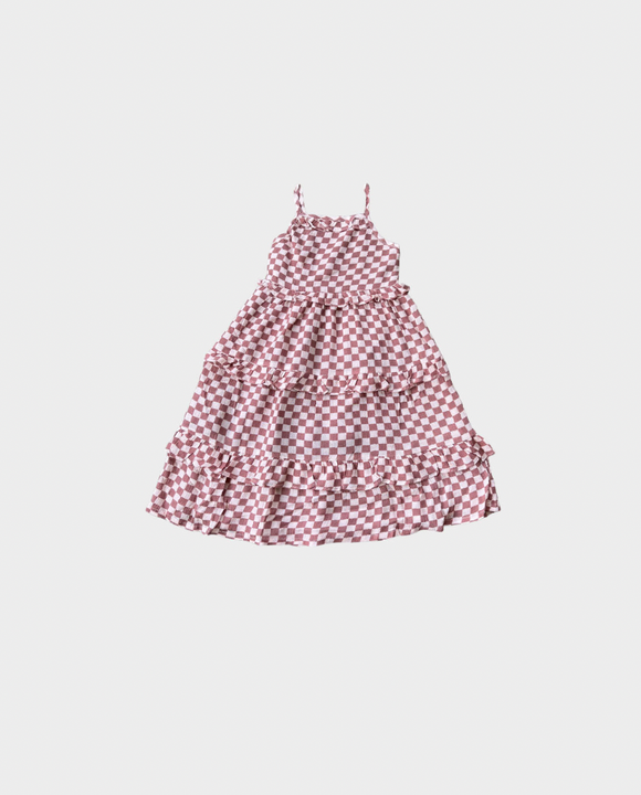 Maxi Ruffle Dress - Strawberry Checkered Dress