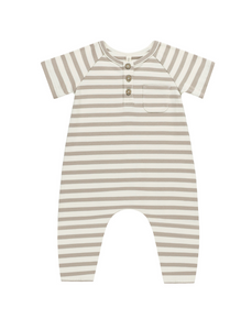 Short Sleeve Romper - Grey Stripe