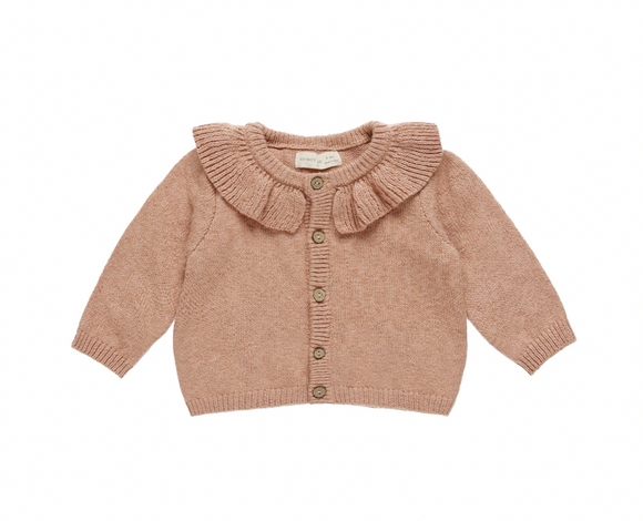 Ruffle Collar Cardigan - Rose