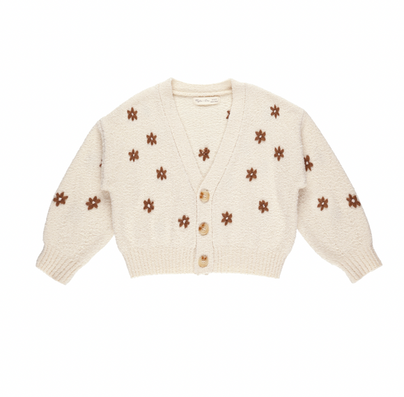 Boxy Crop Cardigan - Flowers