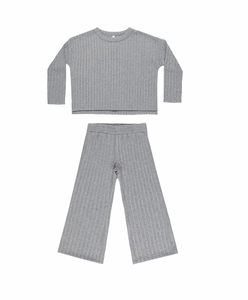 Cozy Rib Knit Set - Dusty Blue