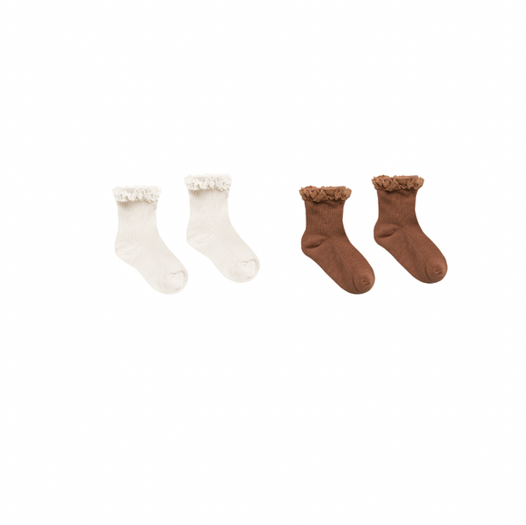 Lace Trim Sock Sets, Saddle, Ivory