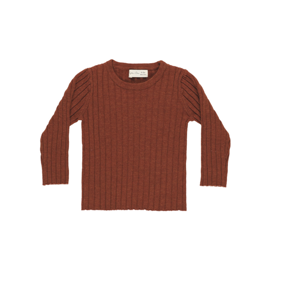 Long Sleeve Knit Top - Brick