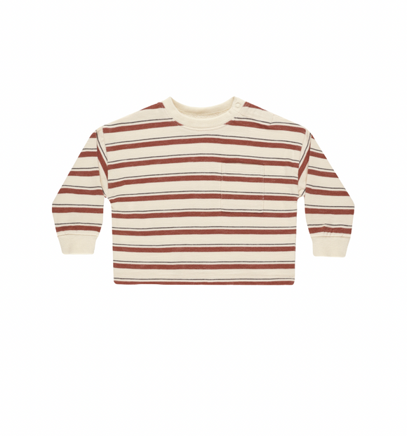 Relaxed Long Sleeve Tee - Brick Stripe