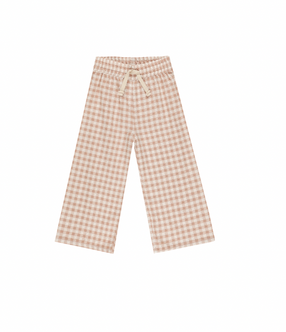 Wide Leg Pant - Pink Gingham