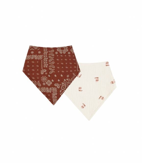 Scarf Bib Set - Boots, Brick Bandana