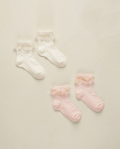 Ruffle Socks - Ivory, Blush