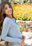 Ribbed Long Sleeve Crop - Silver Cloud