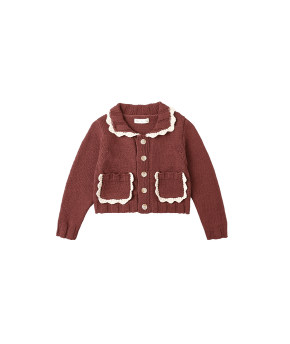 Collared Cardigan - Burgundy, Baby