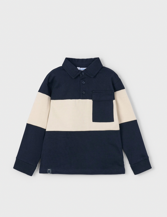 Boy Striped Knit Polo Shirt
