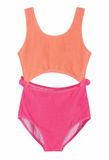 Crinkle Colorblock One-Piece Swimsuit