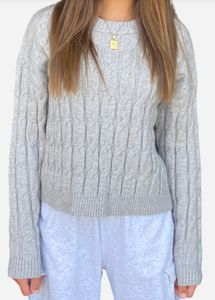 Cableknit Sweater - Light Heather Grey