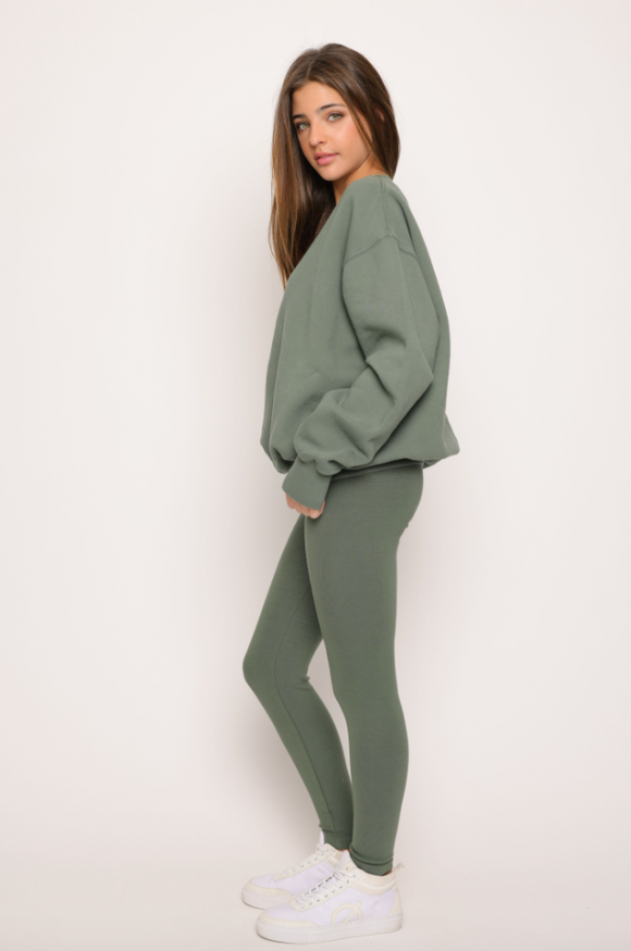 Cotton Fleece Oversized Sweatshirt - Irish Moss