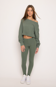 Cotton Jersey Cropped Pullover - Irish Moss