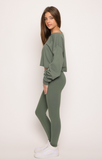 Cotton Jersey Cropped Pullover - Irish Moss