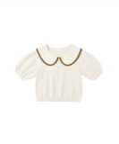 Pointelle Collared Top - Natural