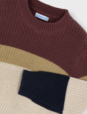 Boy's Striped Knit Sweater - Plum