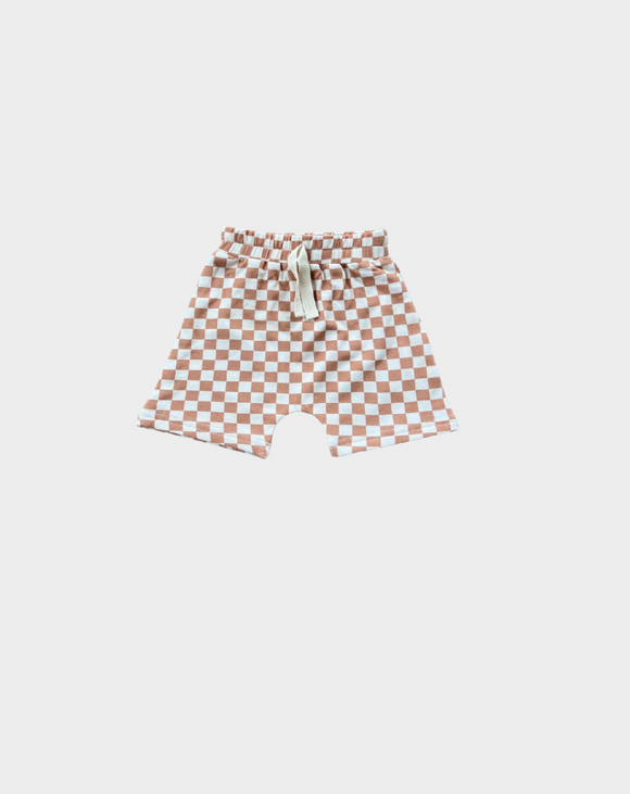 Butterscotch Checkered Harem Shorts, Baby