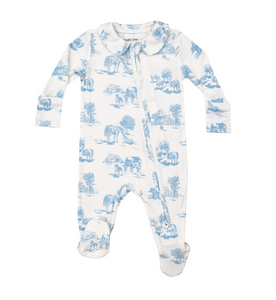 Smocked Footie - Blue Meadow Floral