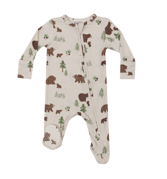 2 Way Zipper Footie - Sweet Brown Bears