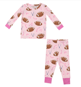 Long Sleeve Loungewear Set - Pink Footballs