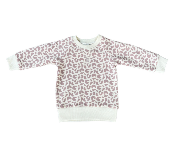 Girl's Fleece Sweatshirt - Lilac Leopard