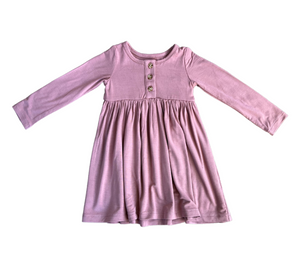 Long Sleeve Henley Dress - Mauve