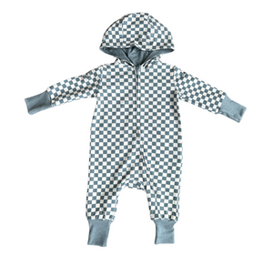 Zip Romper - Storm / Checkered