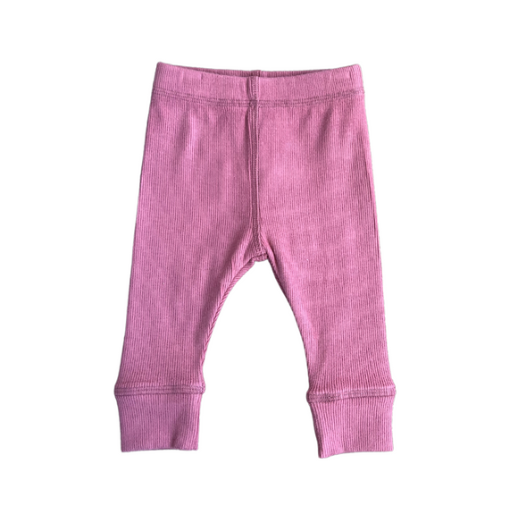 Girl's Ribbed Leggings - Berry