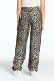 Leopard Print Slight Barrel Jean w/ Drawstring