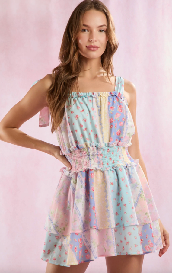 patchwork mini dress Pastel light pink prom dress Jacquard Short Dress With The Always Ready Taupe Size:Small (2-8)