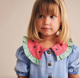Watermelon Denim Puff Dress