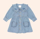 Vintage Bow Collar Denim Dress
