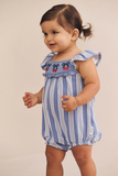 Vintage Stripe Cherry Romper