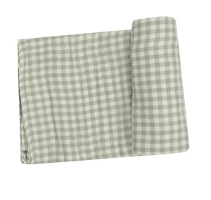 Swaddle Blanket - Mini Green Gingham