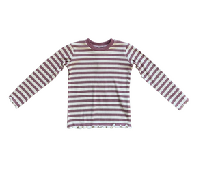 Baby Lettuce Hem Tee - Mauve Stripe