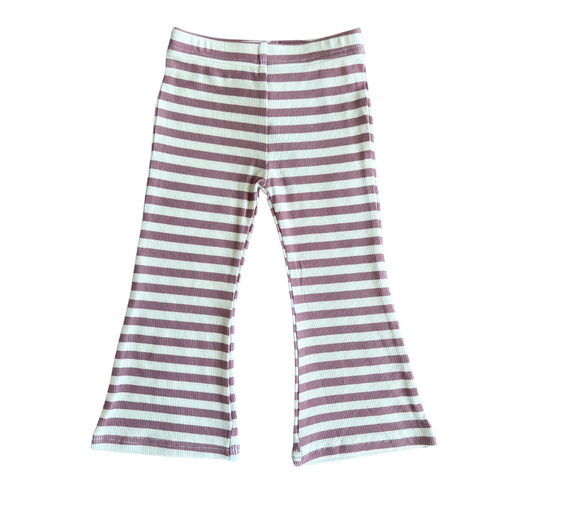 Girl's Flare Pants - Mauve Stripe