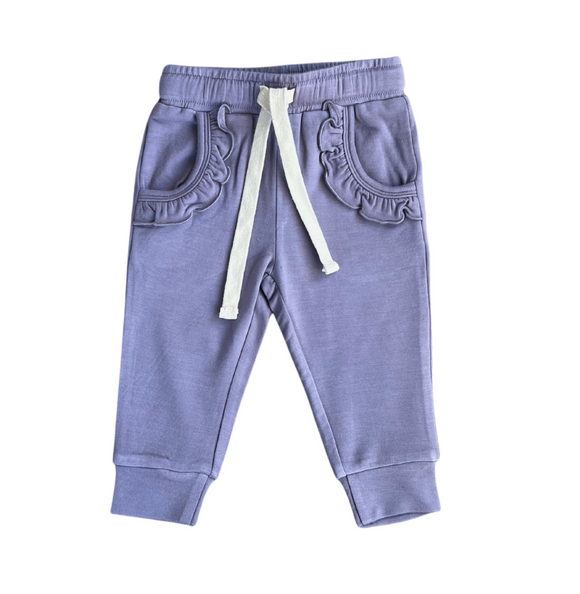 Girl's Ruffle Joggers - Lavender Violet