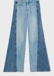2-Tone Curve Side Panel Jeans - Indigo