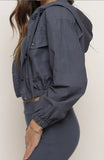 Kaveah Cropped Cargo Jacket - Ombre Blue