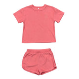 Short Sleeve Cotton Terry Set - Strawberry Ice