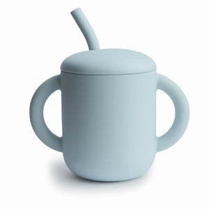 Silicone Training Cup & Straw - Powder Blue