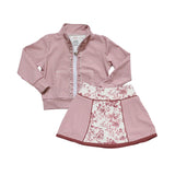 Zip-Up Skort Set - Floral Gingham
