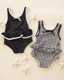 Skirted One-Piece - Black Gingham