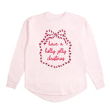 Holly Jolly Christmas Sequin Bow Patch Women's Sweatshirt